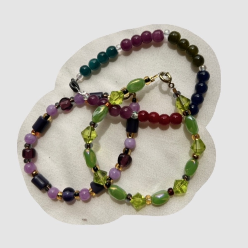 CRYSTAL & GLASS Beaded Bracelet Set